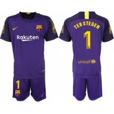 Barcelona #1 Ter Stegen Purple Goalkeeper Soccer Club Jersey