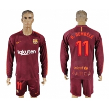 Barcelona #11 O.Dembele Sec Away Long Sleeves Soccer Club Jersey