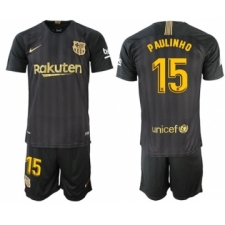 Barcelona #15 Paulinho Black Soccer Club Jersey