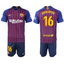 Barcelona #16 Deulofeu Home Soccer Club Jersey