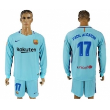 Barcelona #17 Paco Alcacer Away Long Sleeves Soccer Club Jersey