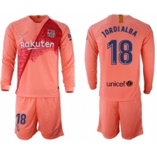Barcelona #18 Jordi Alba Third Long Sleeves Soccer Club Jersey