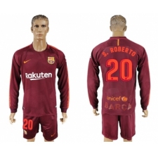 Barcelona #20 S.Roberto Sec Away Long Sleeves Soccer Club Jersey