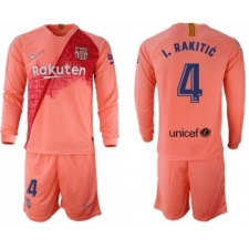 Barcelona #4 I.Rakitic Third Long Sleeves Soccer Club Jersey