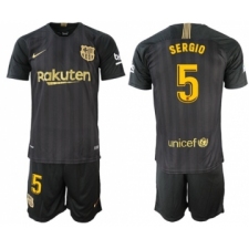 Barcelona #5 Sergio Black Soccer Club Jersey