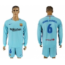 Barcelona #6 Denis Suarez Away Long Sleeves Soccer Club Jersey