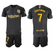 Barcelona #7 Coutinho Black Soccer Club Jersey