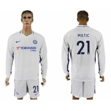 Chelsea #21 Matic Away Long Sleeves Soccer Club Jersey