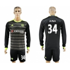 Chelsea #34 Aina Sec Away Long Sleeves Soccer Club Jersey
