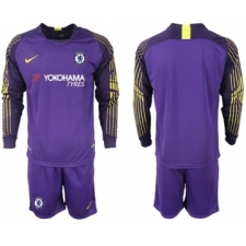 Chelsea Blank Purple Goalkeeper Long Sleeves Soccer Club Jersey