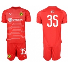 Dortmund #35 Hitz Red Goalkeeper Soccer Club Jersey