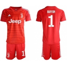 Juventus #1 Buffon Red Goalkeeper Soccer Club Jersey
