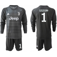 Juventus #1 Szczesny Black Goalkeeper Long Sleeves Soccer Club Jersey