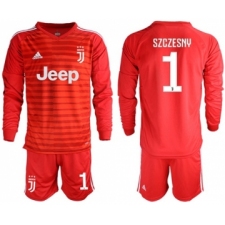Juventus #1 Szczesny Red Goalkeeper Long Sleeves Soccer Club Jersey