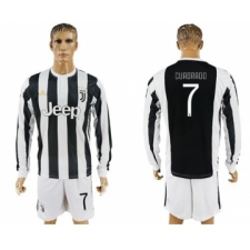Juventus #7 Cuadrado Home Long Sleeves Soccer Club Jersey
