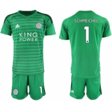 Leicester City #1 Schmeichel Green Goalkeeper Soccer Club Jersey