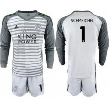 Leicester City #1 Schmeichel Grey Goalkeeper Long Sleeves Soccer Club Jersey