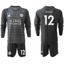 Leicester City #12 Ward Black Goalkeeper Long Sleeves Soccer Club Jersey