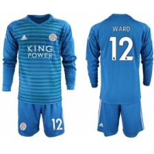 Leicester City #12 Ward Blue Goalkeeper Long Sleeves Soccer Club Jersey
