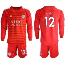 Leicester City #12 Ward Red Goalkeeper Long Sleeves Soccer Club Jersey