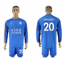 Leicester City #20 Okazaki Home Long Sleeves Soccer Club Jersey