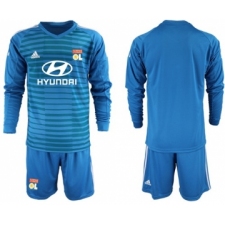 Lyon Blank Blue Goalkeeper Long Sleeves Soccer Club Jersey