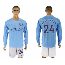Manchester City #24 Adarabioyo Home Long Sleeves Soccer Club Jersey