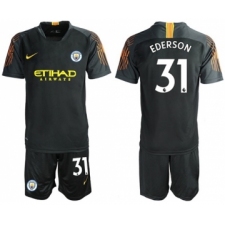 Manchester City #31 Ederson Black Goalkeeper Soccer Club Jersey