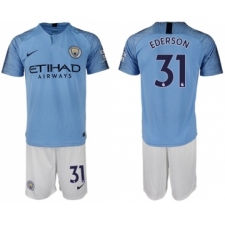 Manchester City #31 Ederson Home Soccer Club Jersey
