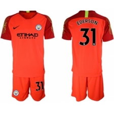 Manchester City #31 Ederson Red Goalkeeper Soccer Club Jersey