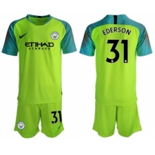 Manchester City #31 Ederson Shiny Green Goalkeeper Soccer Club Jersey