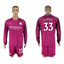 Manchester City #33 G.Jesus Away Long Sleeves Soccer Club Jersey