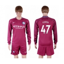 Manchester City #47 Foden Away Long Sleeves Soccer Club Jersey