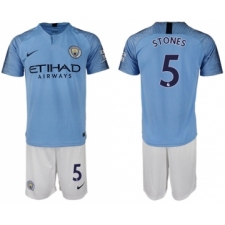 Manchester City #5 Stones Home Soccer Club Jersey