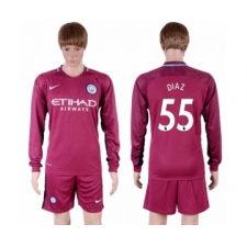 Manchester City #55 Diaz Away Long Sleeves Soccer Club Jersey