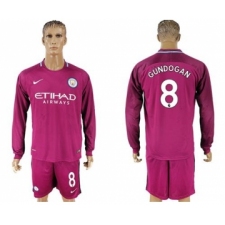Manchester City #8 Gundogan Away Long Sleeves Soccer Club Jersey