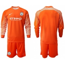 Manchester City Blank Orange Goalkeeper Long Sleeves Soccer Club Jersey