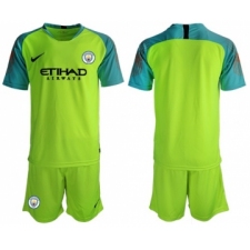 Manchester City Blank Shiny Green Goalkeeper Soccer Club Jersey