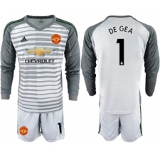 Manchester United #1 De Gea Grey Goalkeeper Long Sleeves Soccer Club Jersey