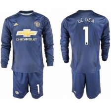 Manchester United #1 De Gea Third Long Sleeves Soccer Club Jersey