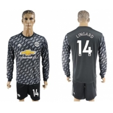 Manchester United #14 Lingard Black Long Sleeves Soccer Club Jersey