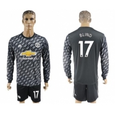 Manchester United #17 Blind Black Long Sleeves Soccer Club Jersey