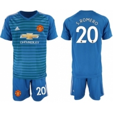 Manchester United #20 S.Romero Blue Goalkeeper Soccer Club Jersey