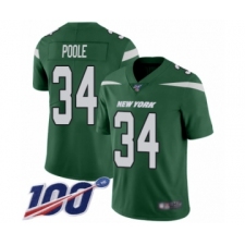 Men's New York Jets #34 Brian Poole Green Team Color Vapor Untouchable Limited Player 100th Season Football Jersey