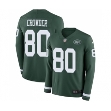 Men's New York Jets #80 Jamison Crowder Limited Green Therma Long Sleeve Football Jersey