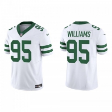 Men's Nike New York Jets #95 Quinnen Williams White 2023 F.U.S.E. Vapor Limited Throwback Stitched Football Jersey