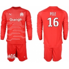 Marseille #16 Pele Red Goalkeeper Long Sleeves Soccer Club Jersey