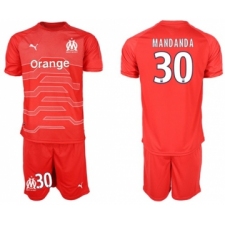 Marseille #30 Mandanda Red Goalkeeper Soccer Club Jersey