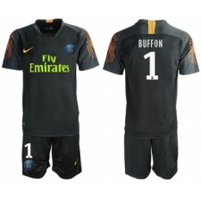 Paris Saint-Germain #1 Buffon Black Goalkeeper Soccer Club Jersey