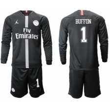 Paris Saint-Germain #1 Buffon Home Jordan Long Sleeves Soccer Club Jersey